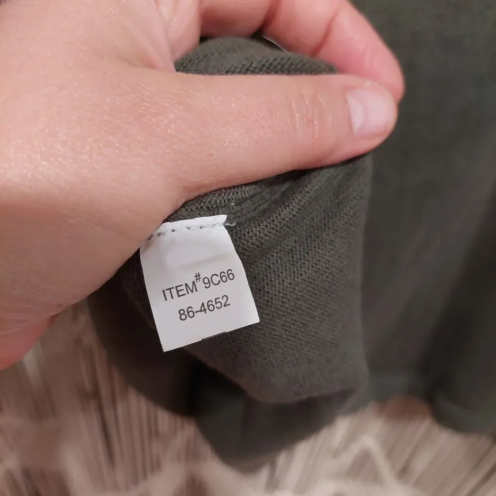 Orvis Cotton Cashmere Olive Green Knit Sweater Mock Neck Pullover